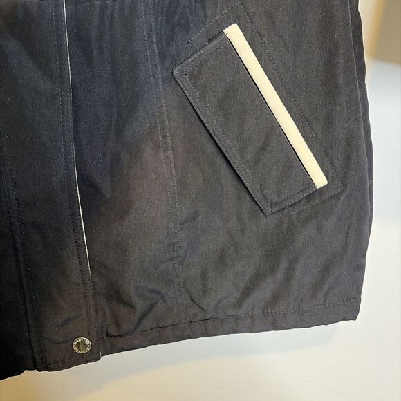Nautica Coat Sz LP Women’s Black Ivory Polyester Zip Snap Jacket Missing Hood - Picture 4 of 16
